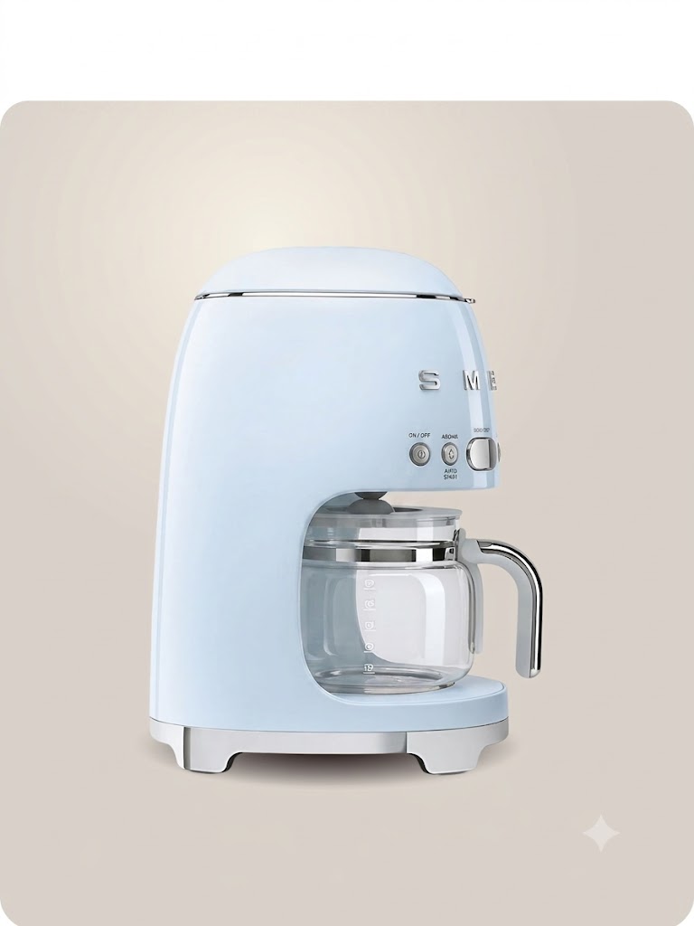 Капельная кофеварка SMEG DCF02PBEU цвет пастельно-голубой глянцевый