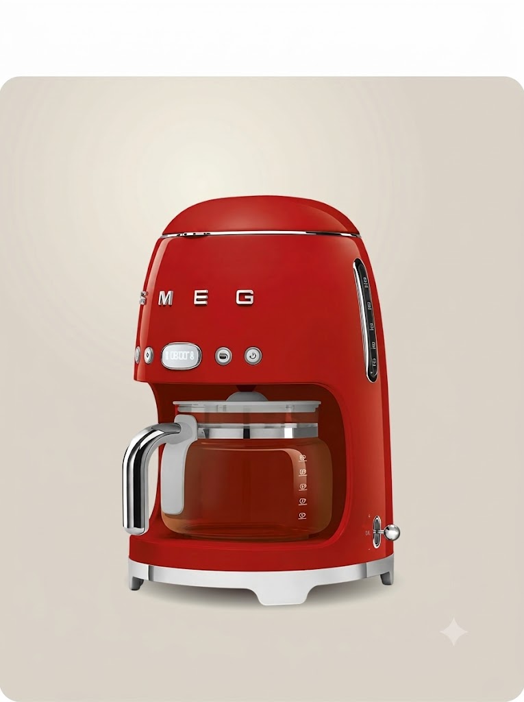 Капельная кофеварка SMEG DCF02RDEU Цвет красный глянцевый
