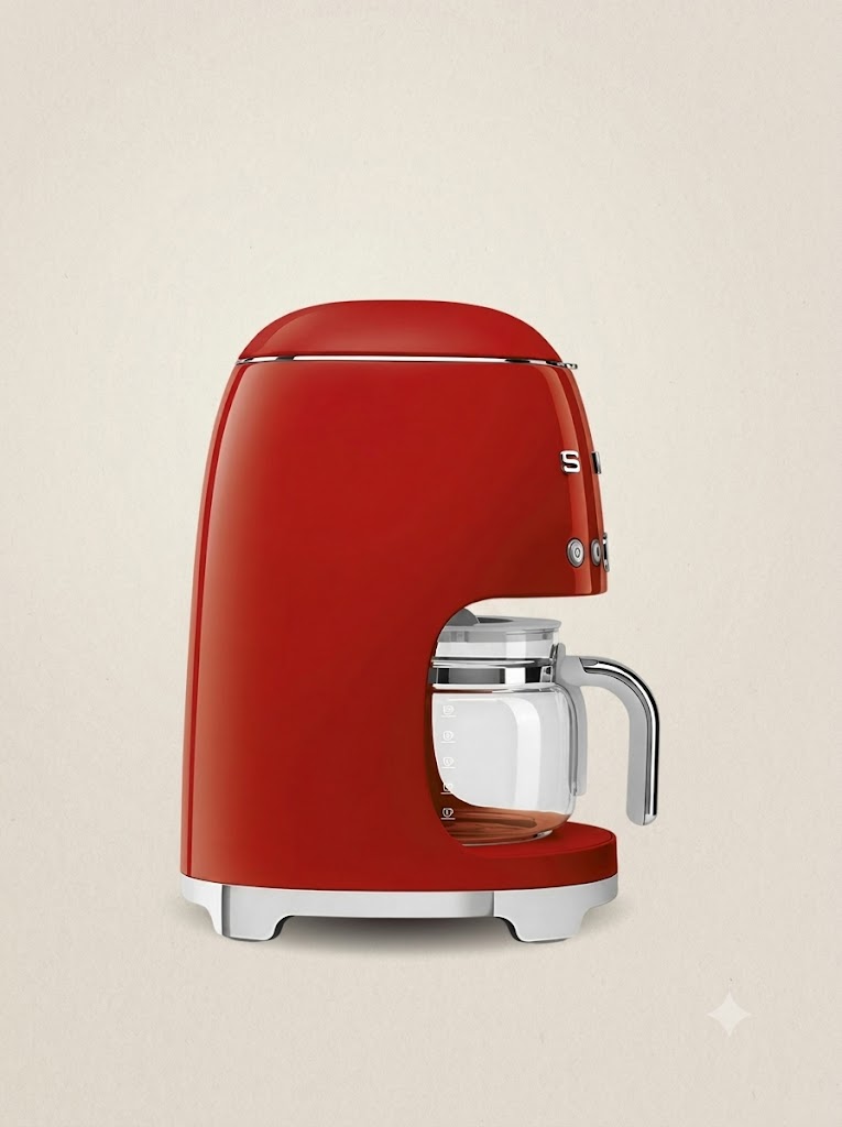 Капельная кофеварка SMEG DCF02RDEU Цвет красный глянцевый