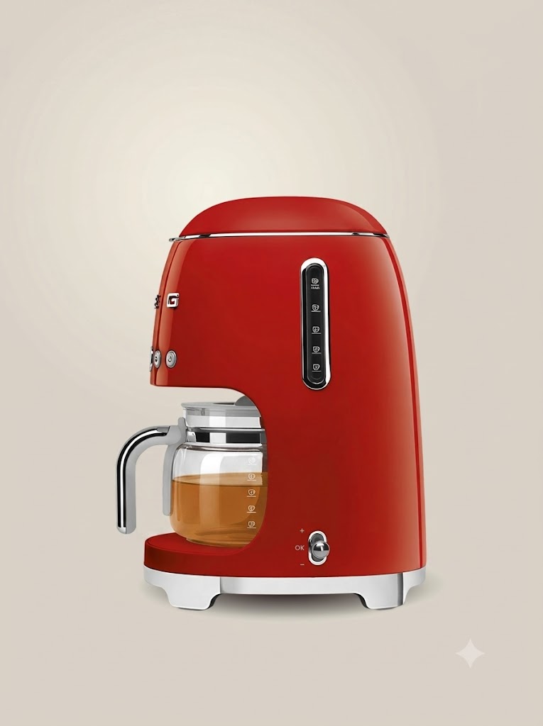Капельная кофеварка SMEG DCF02RDEU Цвет красный глянцевый
