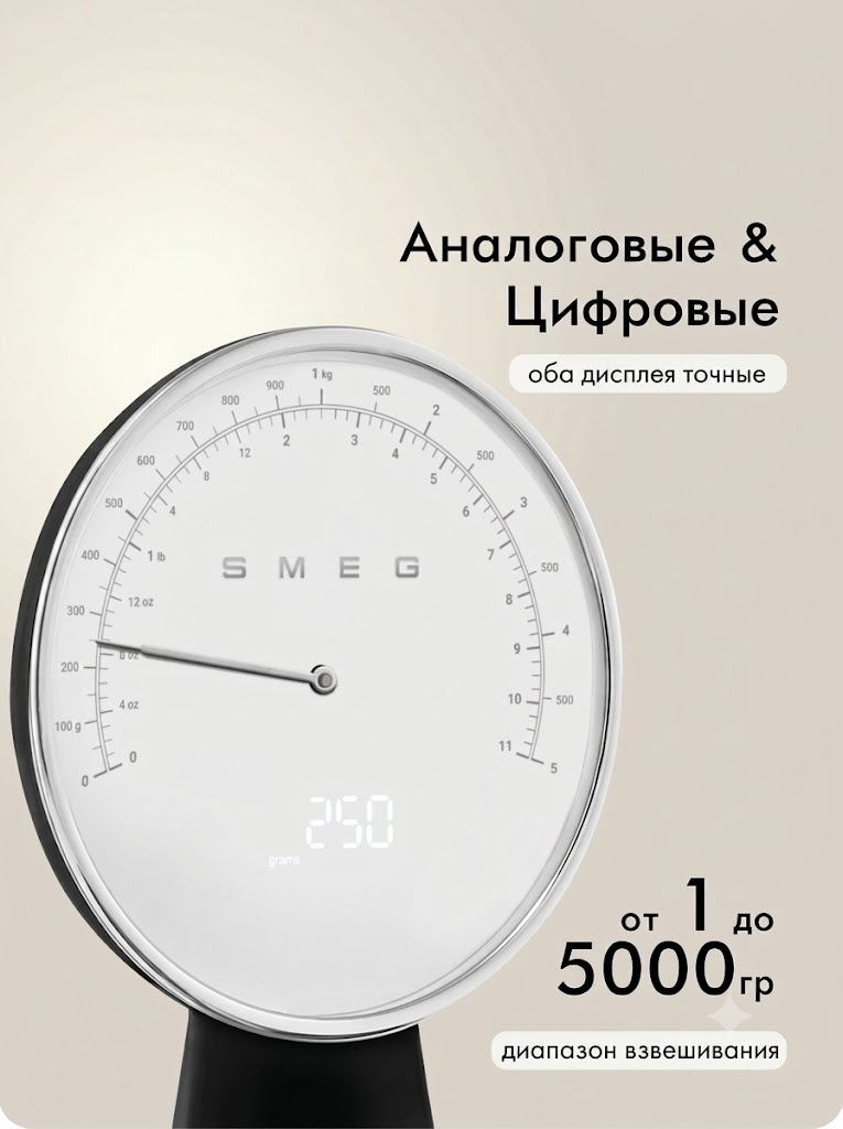 Кухонные весы SMEG KSF01BLWW Цвет черный глянцевый